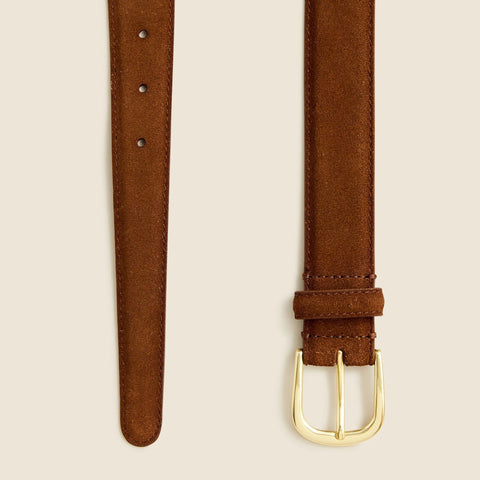 Italian suede and leather round-buckle dress belt