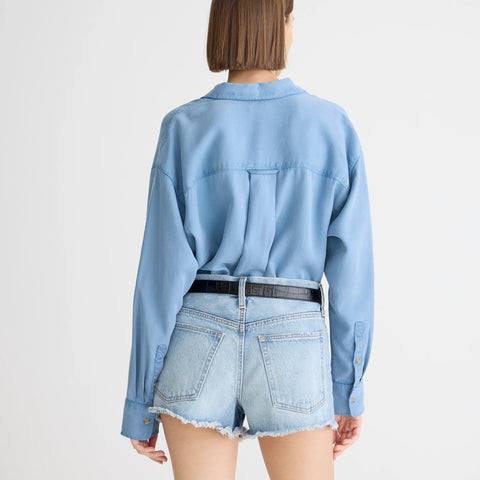 Relaxed denim short in chestnut wash