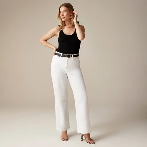 Slim wide-leg jean in white wash