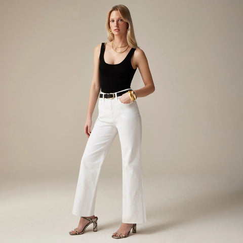 Slim wide-leg jean in white wash