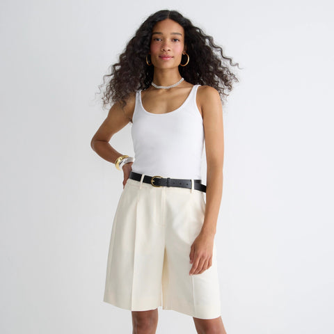 Vintage rib shelf-bra tank top