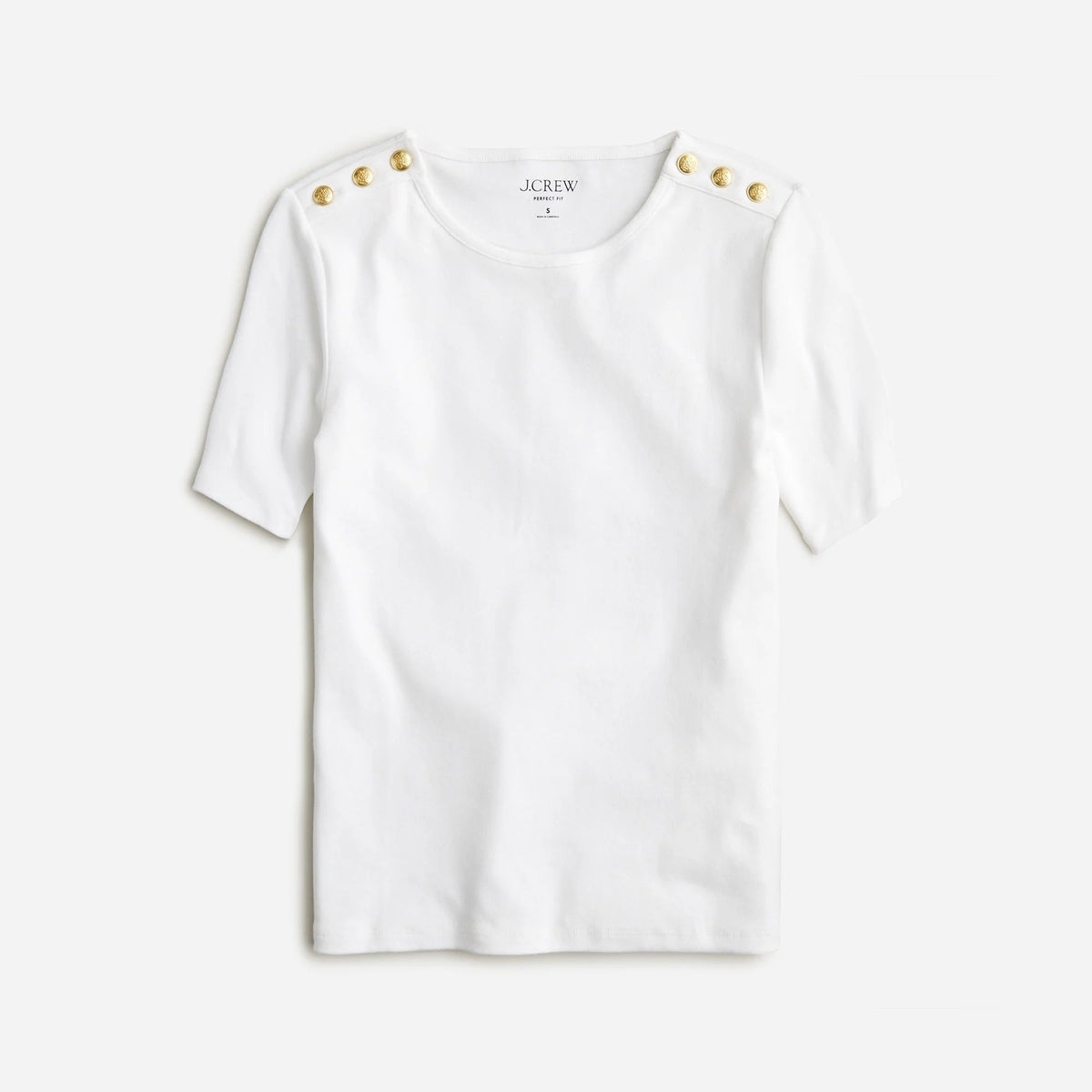 Perfect-fit elbow-sleeve T-shirt with buttons