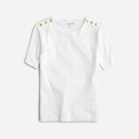 Perfect-fit elbow-sleeve T-shirt with buttons