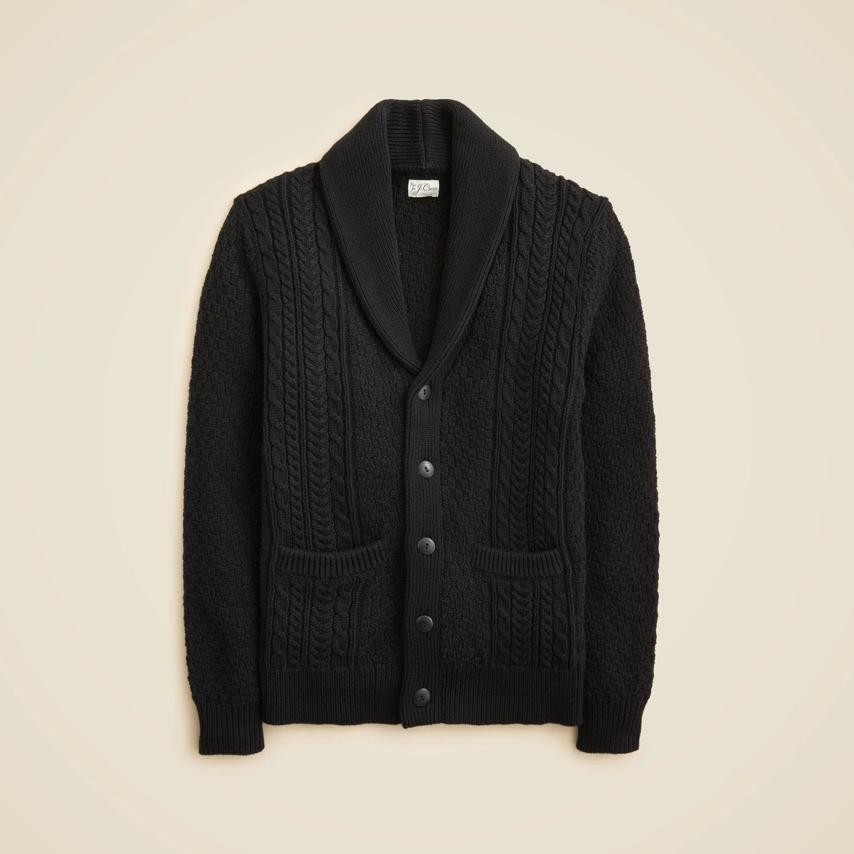 Heritage cotton cable-knit shawl-collar sweater