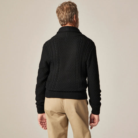 Heritage cotton cable-knit shawl-collar sweater
