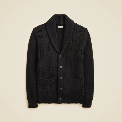 Heritage cotton cable-knit shawl-collar sweater