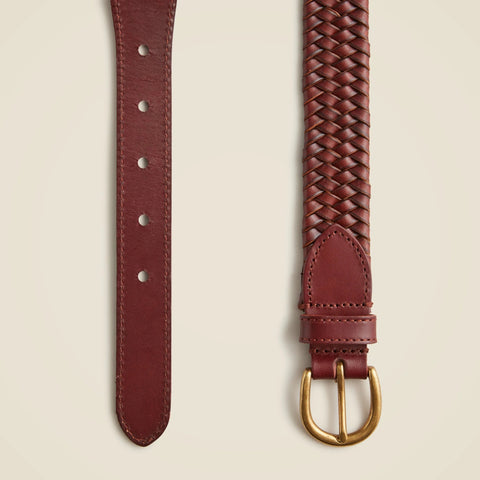 Woven elasticated Italian leather belt