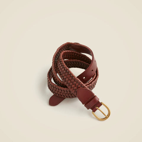 Woven elasticated Italian leather belt