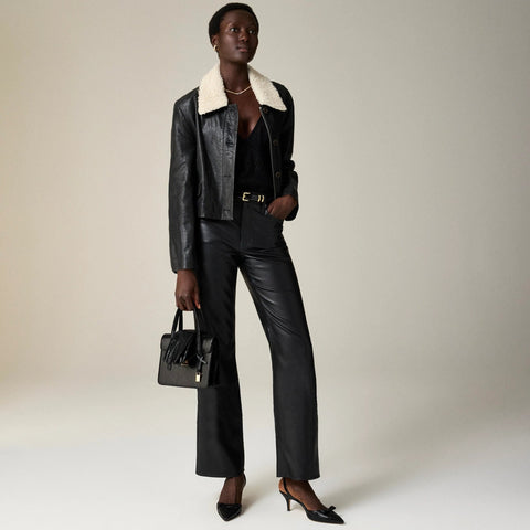 Slim wide-leg pant in faux leather