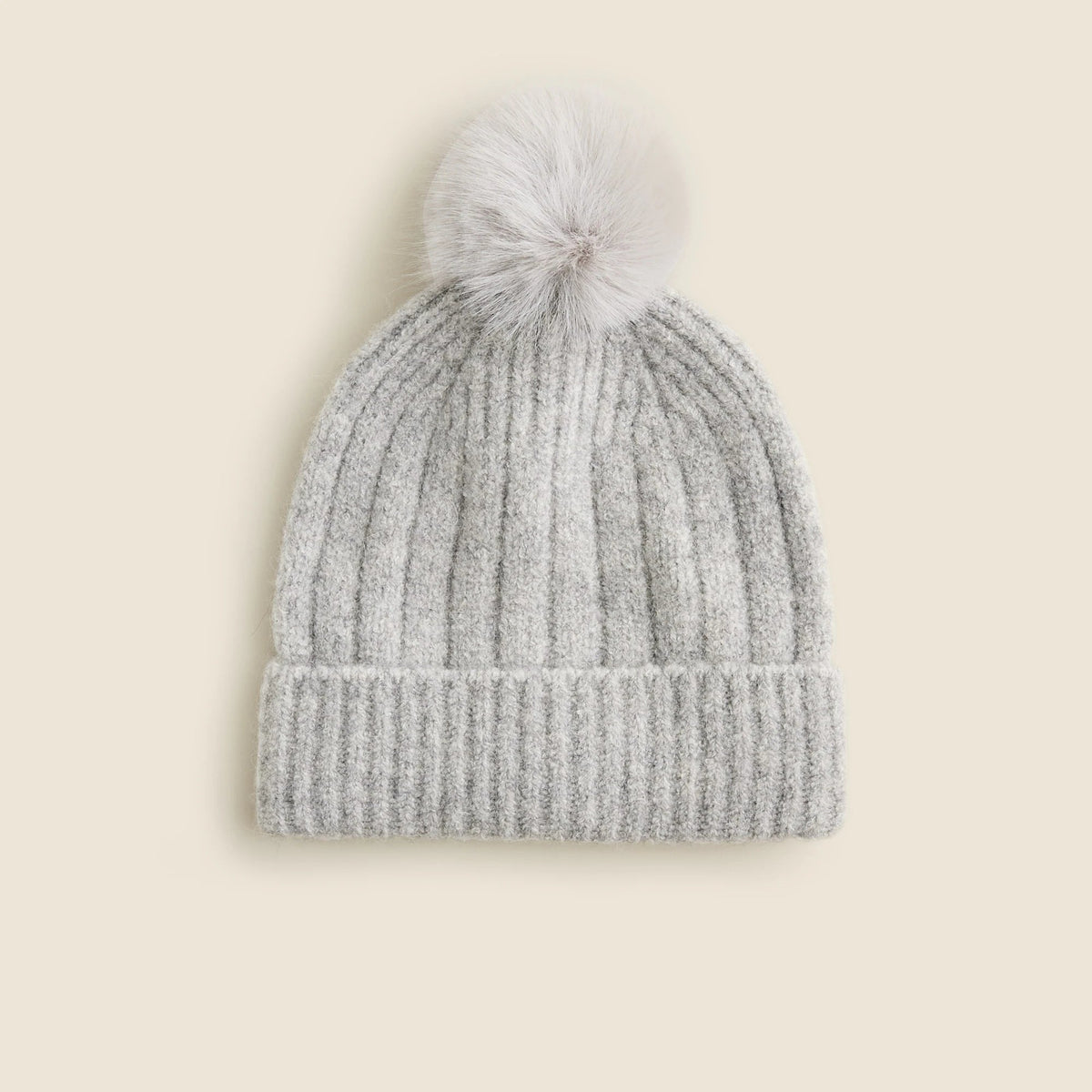 Ribbed pom-pom beanie in Supersoft yarn