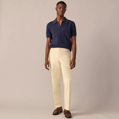 Crosby Classic-fit pleated suit pant in Italian linen-cotton blend