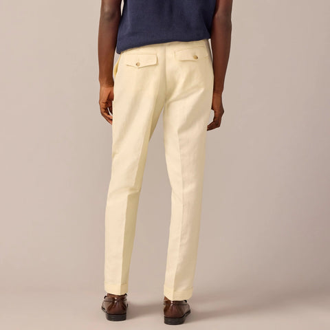 Crosby Classic-fit pleated suit pant in Italian linen-cotton blend