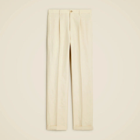 Crosby Classic-fit pleated suit pant in Italian linen-cotton blend