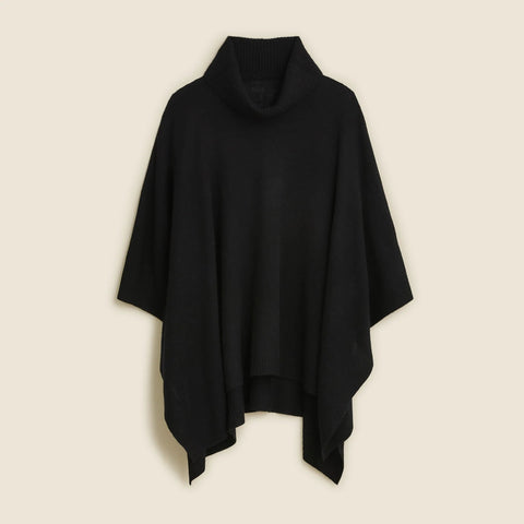 Wool-cashmere blend turtleneck poncho