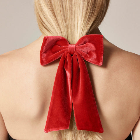 Velvet bow hair clip