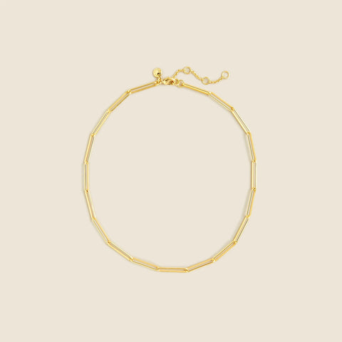 Dainty gold-plated paper-clip collar necklace