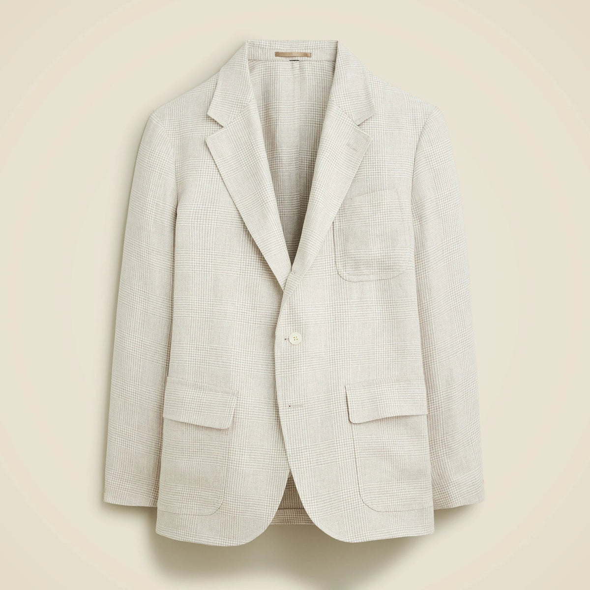 Big-fit unstructured suit jacket in linen twill glen plaid