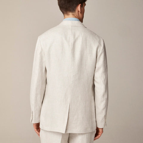 Big-fit unstructured suit jacket in linen twill glen plaid