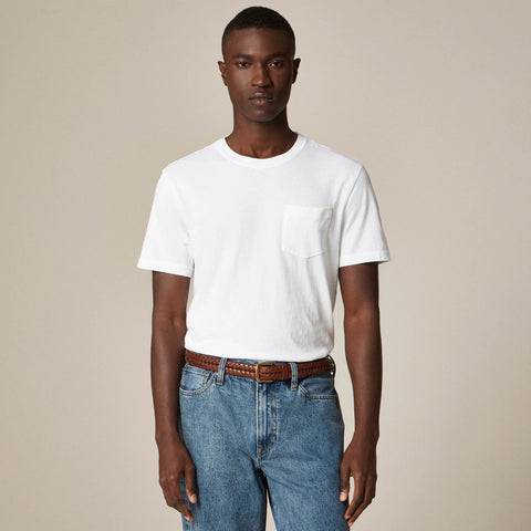 Vintage-wash cotton pocket T-shirt