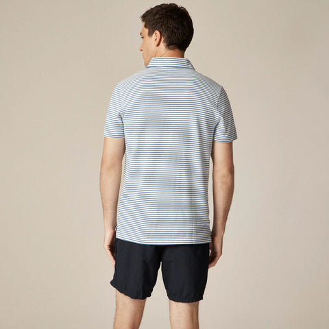Sueded cotton polo shirt in stripe