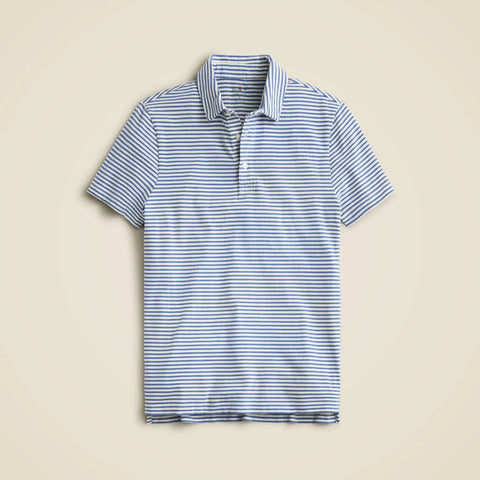 Sueded cotton polo shirt in stripe