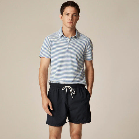 Sueded cotton polo shirt in stripe