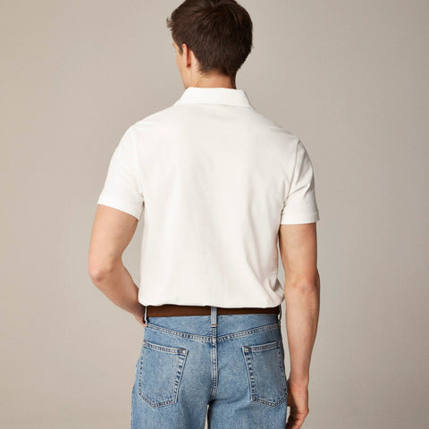 Sueded cotton polo shirt