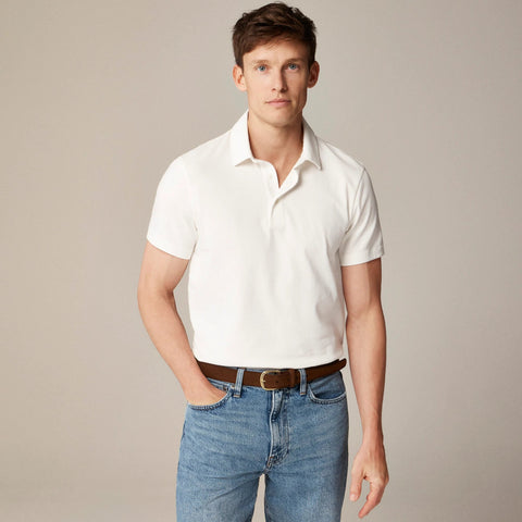 Sueded cotton polo shirt
