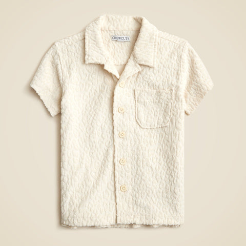 Kids' camp-collar shirt in terry jacquard