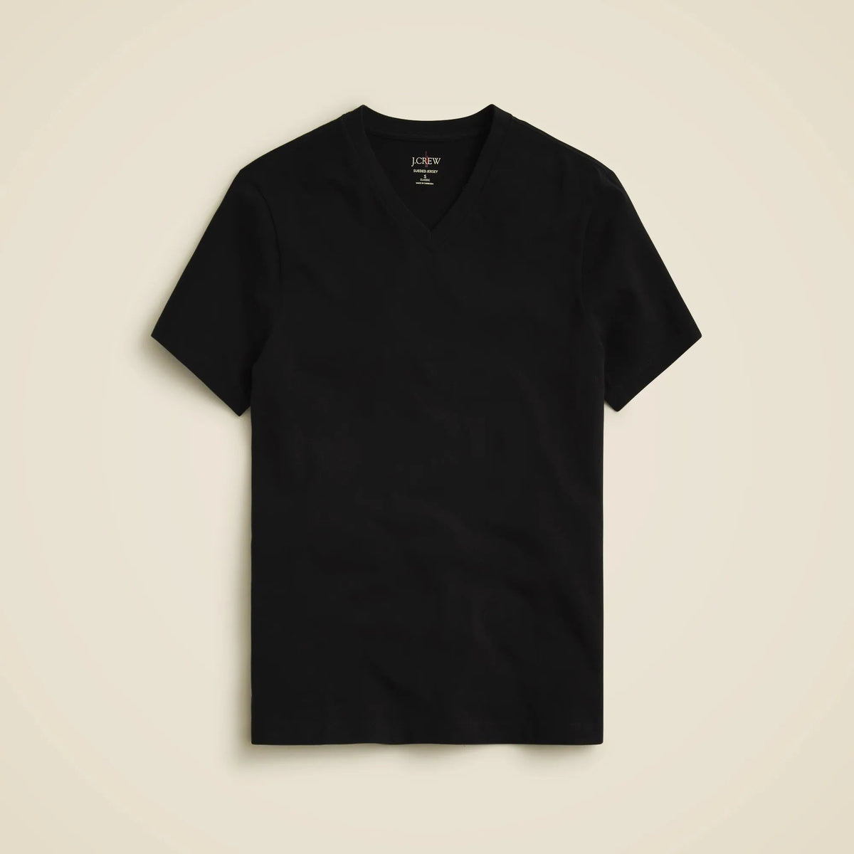 Sueded cotton V-neck T-shirt