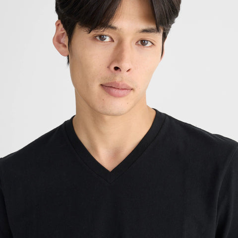 Sueded cotton V-neck T-shirt