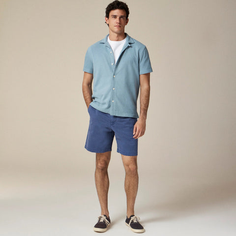 Textured camp-collar sweater-tee