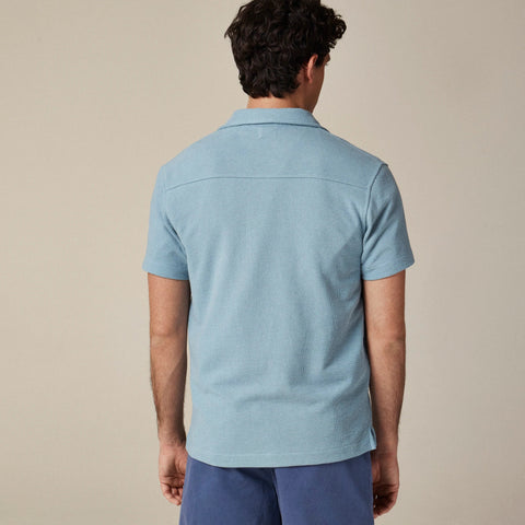 Textured camp-collar sweater-tee