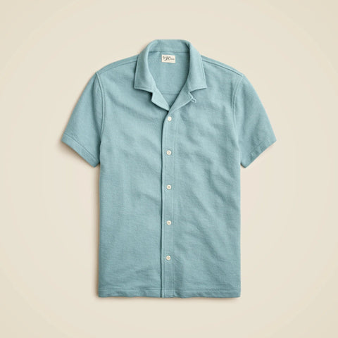 Textured camp-collar sweater-tee