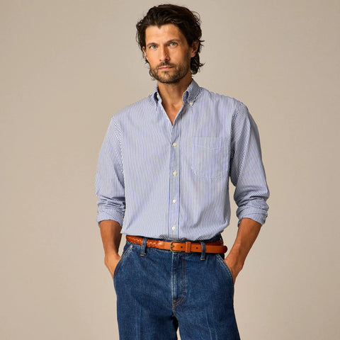 Secret Wash cotton poplin shirt in stripe