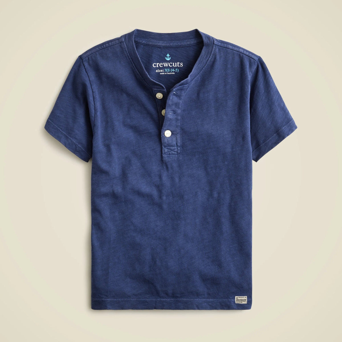 Kids' short-sleeve garment-dyed henley
