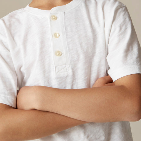 Kids' short-sleeve garment-dyed henley