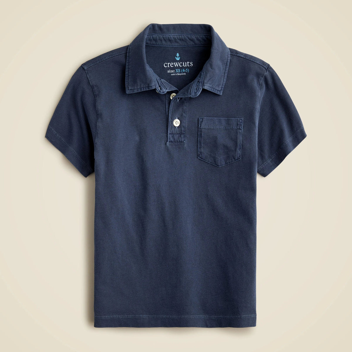 Kids' new short-sleeve garment-dyed polo shirt