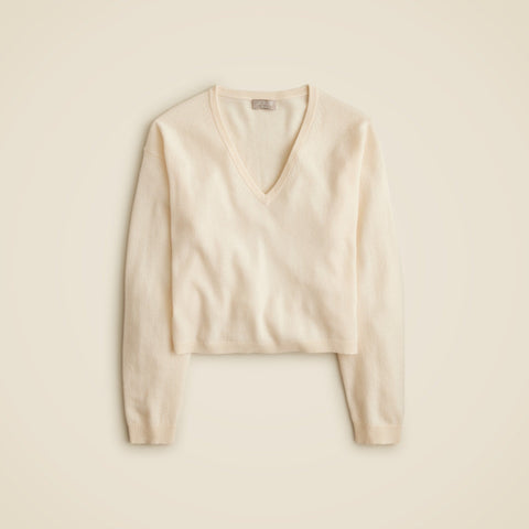 Cashmere relaxed cropped V-neck sweater