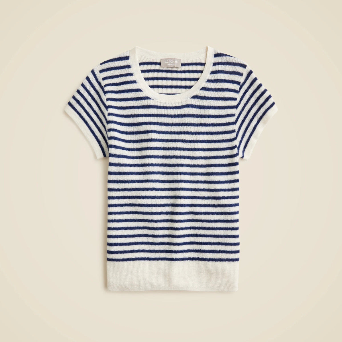 Ribbed featherweight cashmere T-shirt in stripe