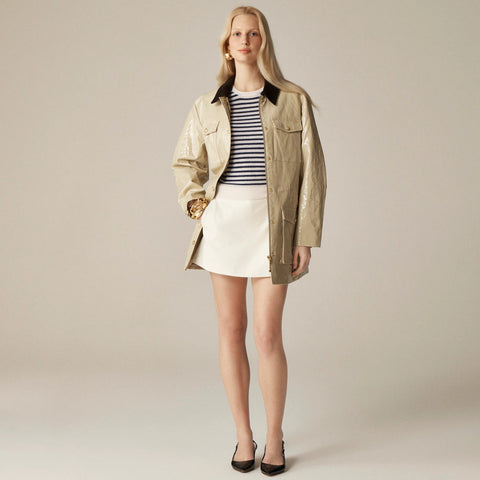 Ribbed featherweight cashmere T-shirt in stripe