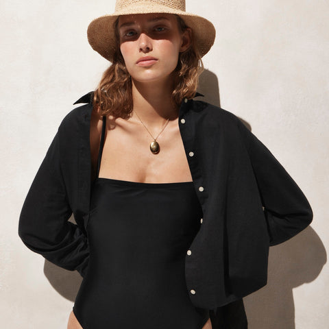 Relaxed-fit beach shirt in linen-cotton blend