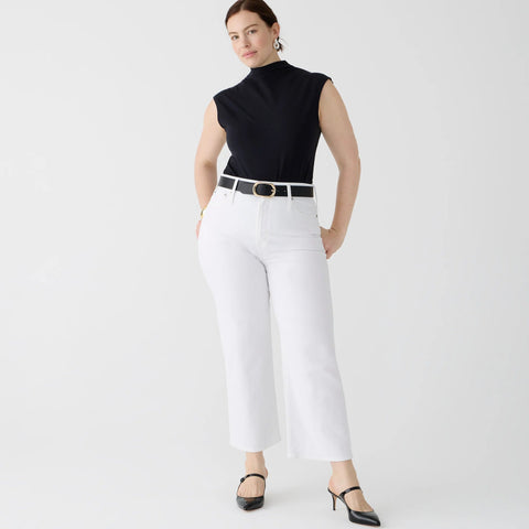 Petite curvy slim wide-leg jean in white