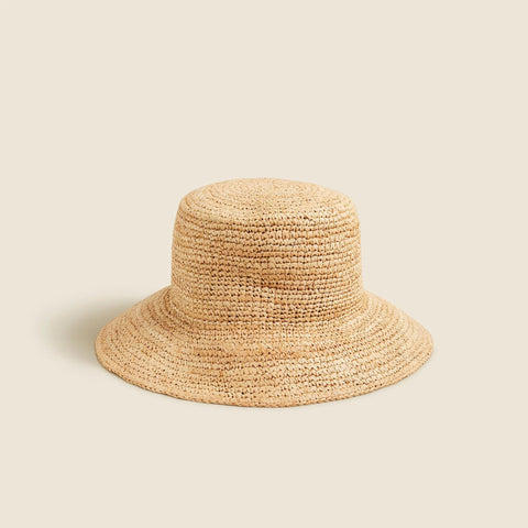 Wide-brim raffia bucket hat
