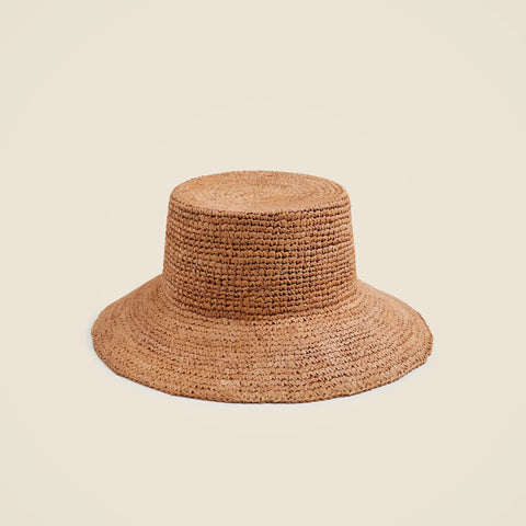 Wide-brim raffia bucket hat