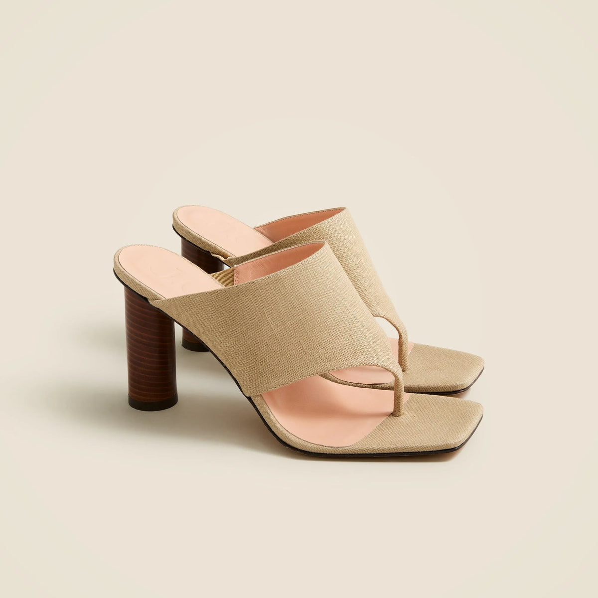 Rounded-heel thong sandals in linen