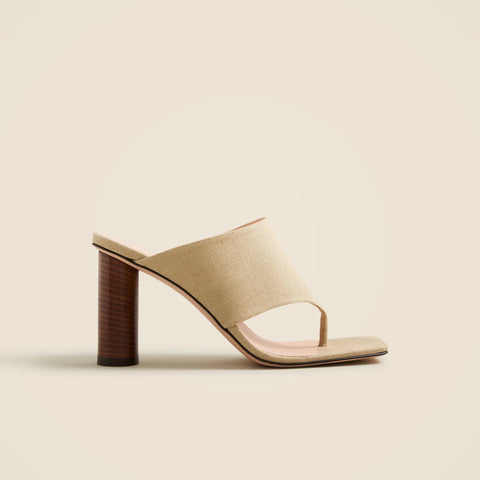 Rounded-heel thong sandals in linen