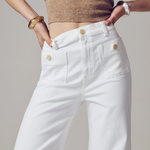 Sailor slim wide-leg jean in white