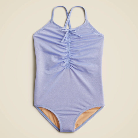 Girls' ruched shimmer one-piece swimsuit