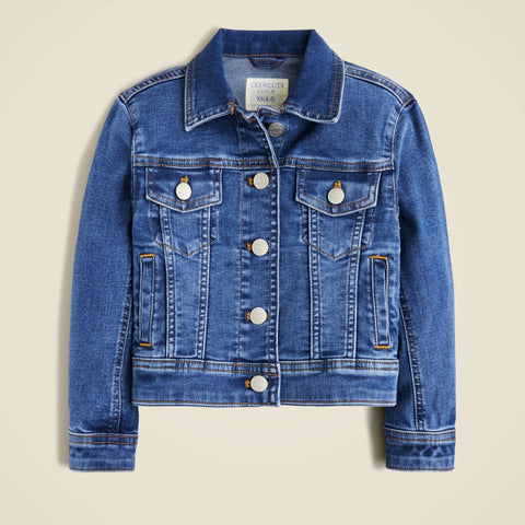 Girls' cropped denim trucker jacket